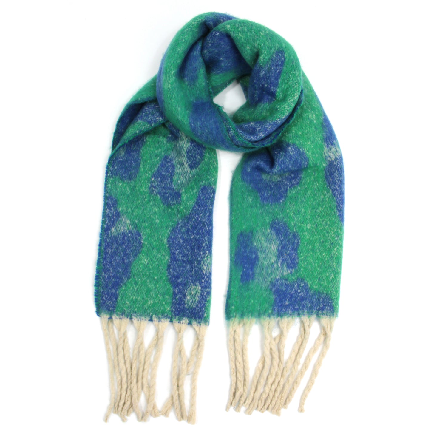 Women’s Winter Scarf – Soft Green Leopard Print – Hazel & Pip