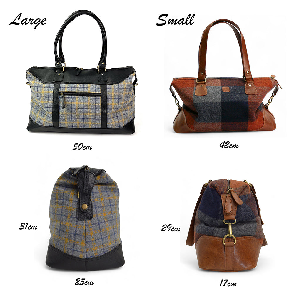 Travel Holdall Bag Weekender Overnighter Leather Tweed