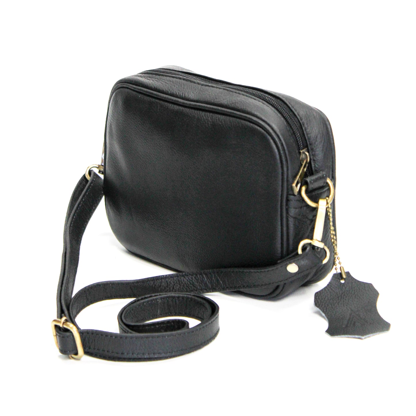 Pebbled Black Leather Camera Bag