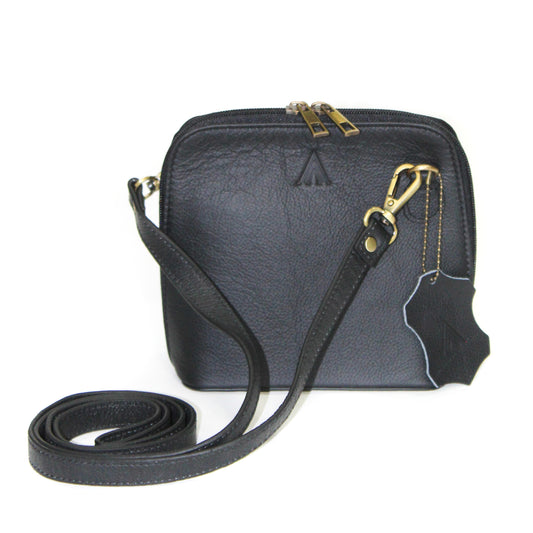 Pebbled Black Leather Clutch Bag