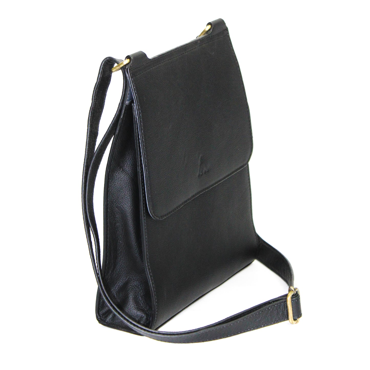 Pebbled Black Leather Flap Bag