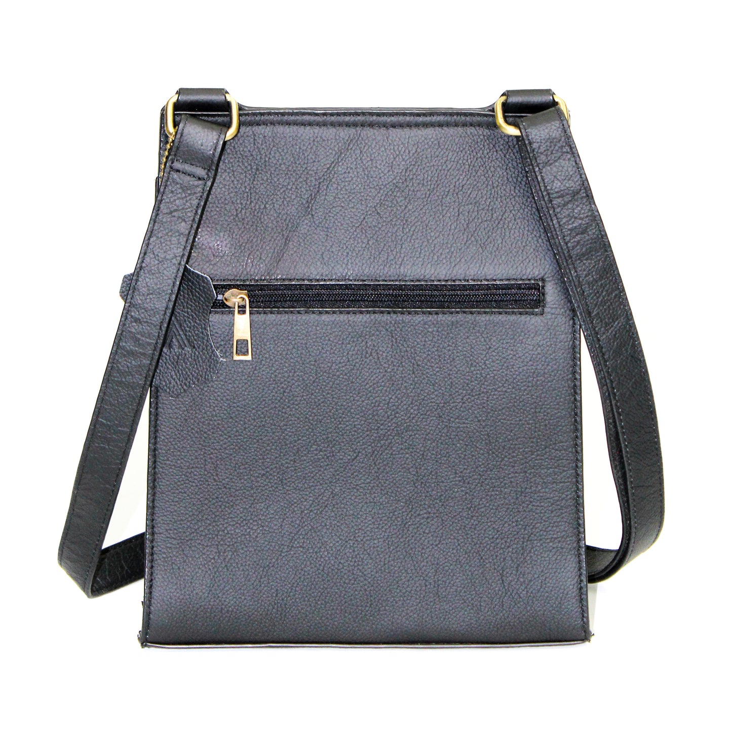 Pebbled Black Leather Flap Bag