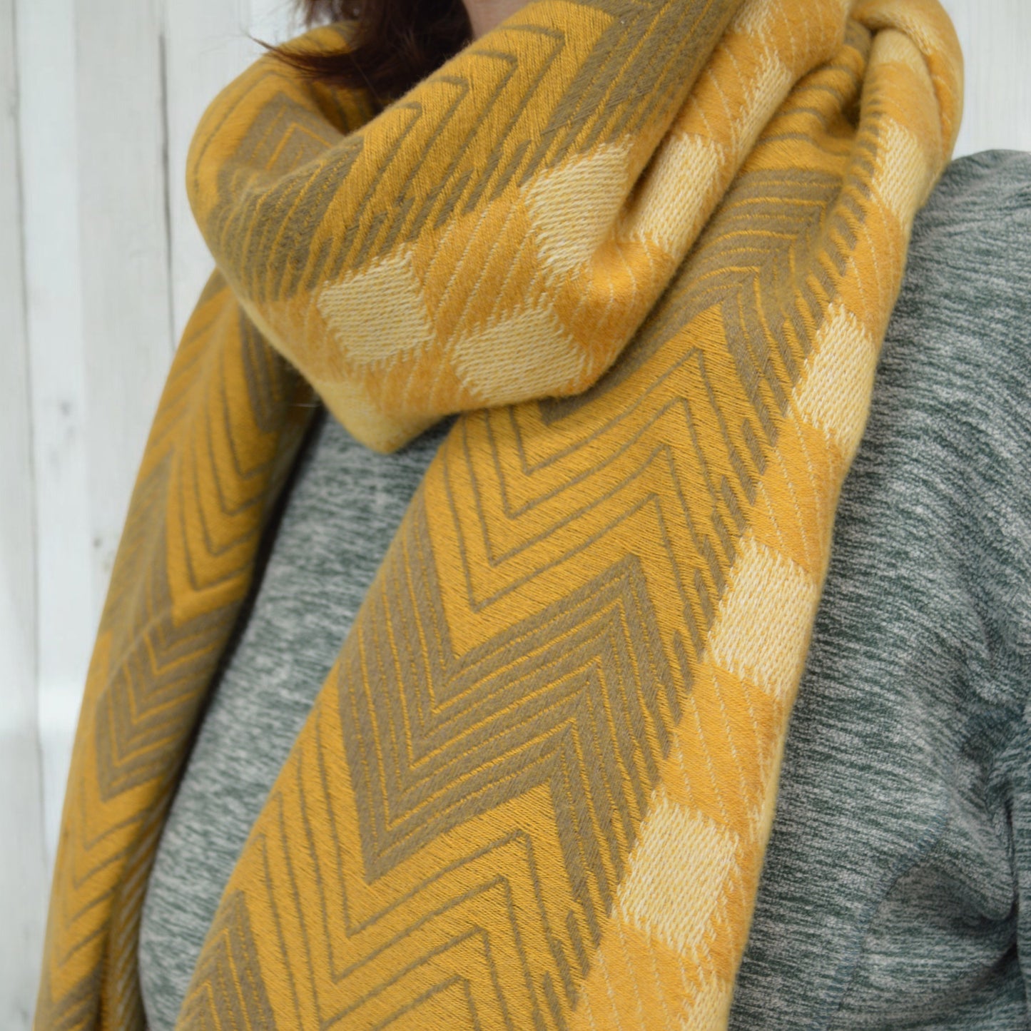 Maize Zig Zag Geometric Yellow Scarf