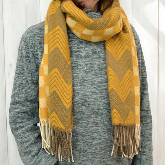 Maize Zig Zag Geometric Yellow Scarf