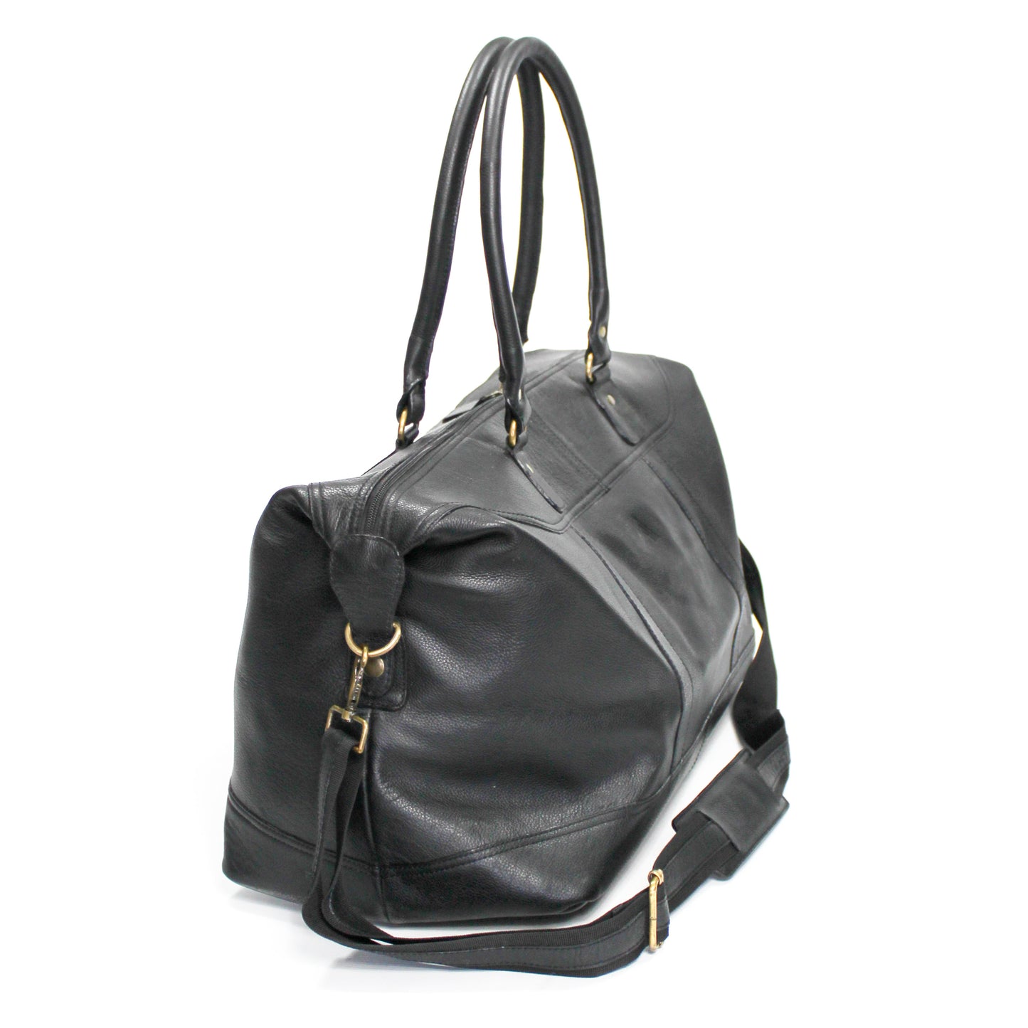 Pebbled Black Leather Travel Bag