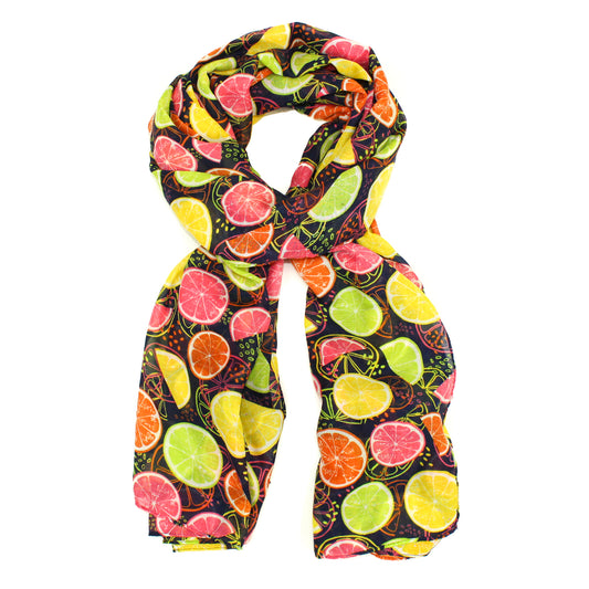 Sliced Fruit Vibrant Blue Scarf