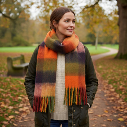 Women’s Soft Rainbow Check Winter Scarf - Hazel & Pip