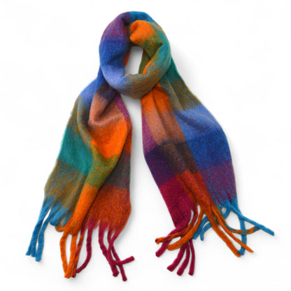 Women’s Soft Rainbow Check Winter Scarf - Hazel & Pip