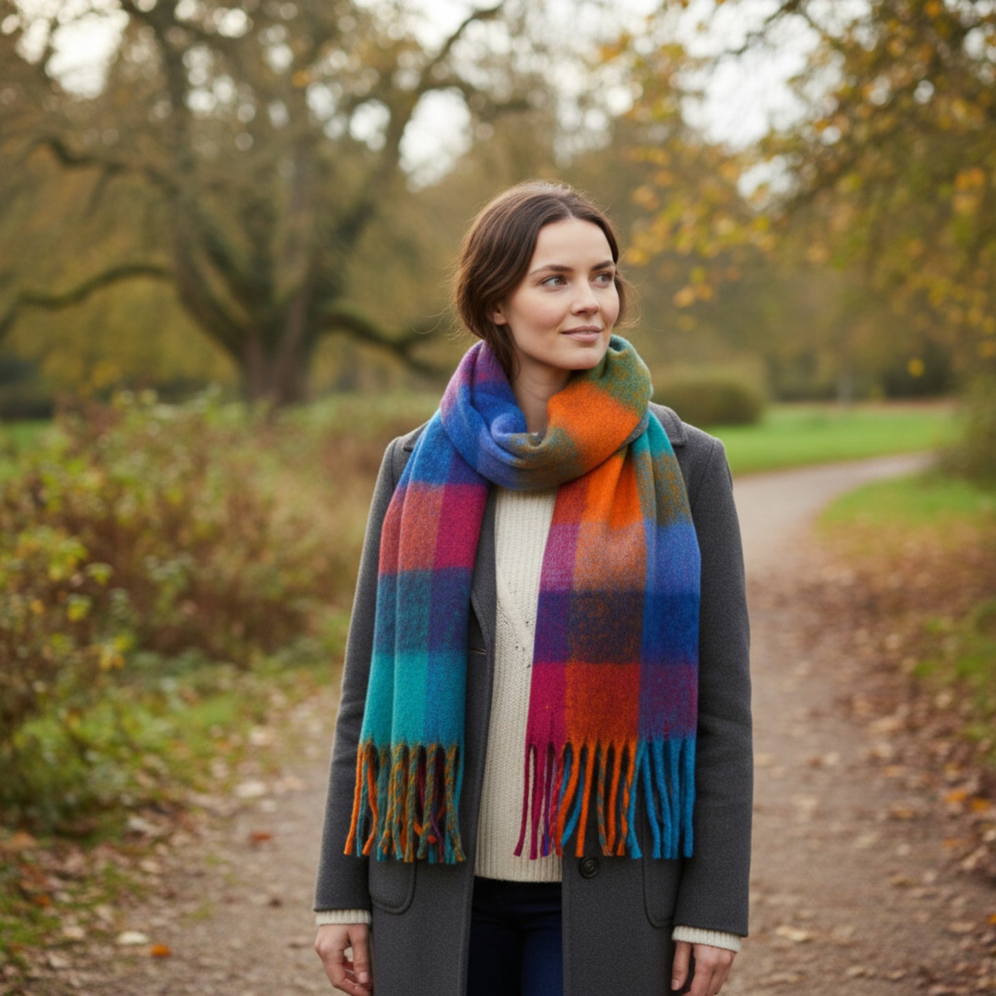 Women’s Soft Rainbow Check Winter Scarf - Hazel & Pip