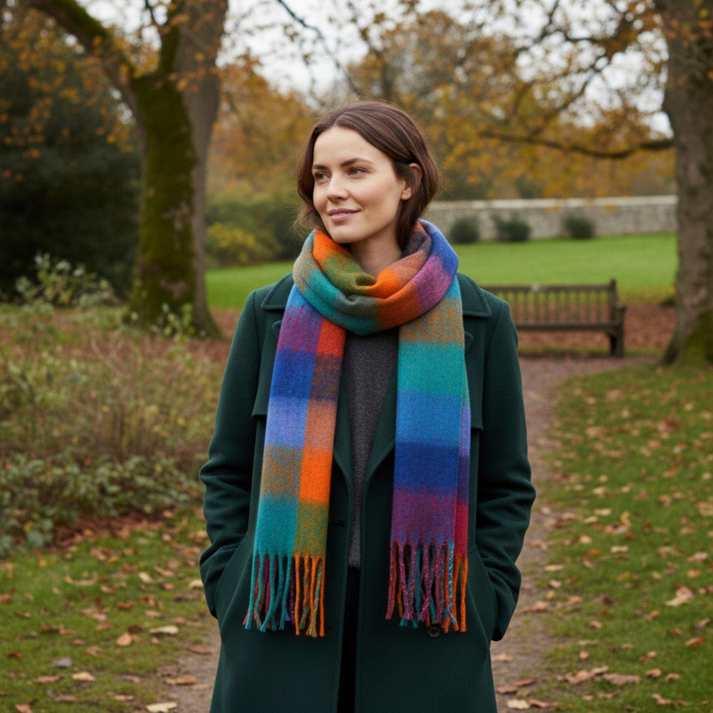 Women’s Soft Rainbow Check Winter Scarf - Hazel & Pip