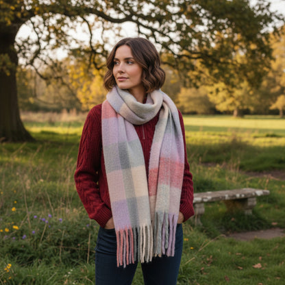 Women’s Soft Rainbow Check Winter Scarf - Hazel & Pip