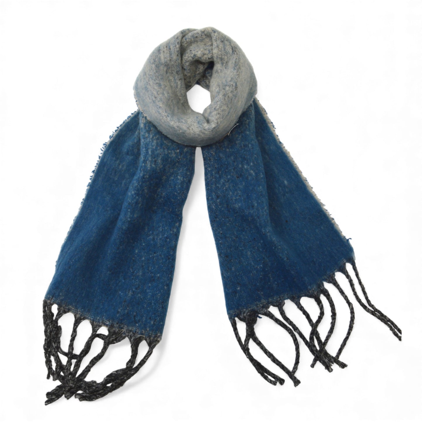 Women’s Two-Tone Soft Blue & Grey Winter Scarf – Hazel & Pip