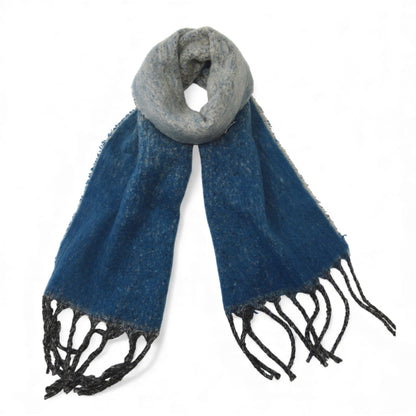 Women’s Two-Tone Soft Blue & Grey Winter Scarf – Hazel & Pip