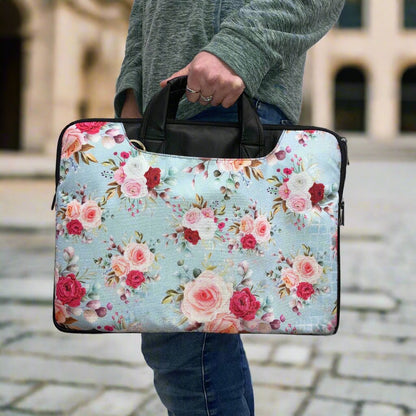 Printed Canvas Laptop Briefcase Bag