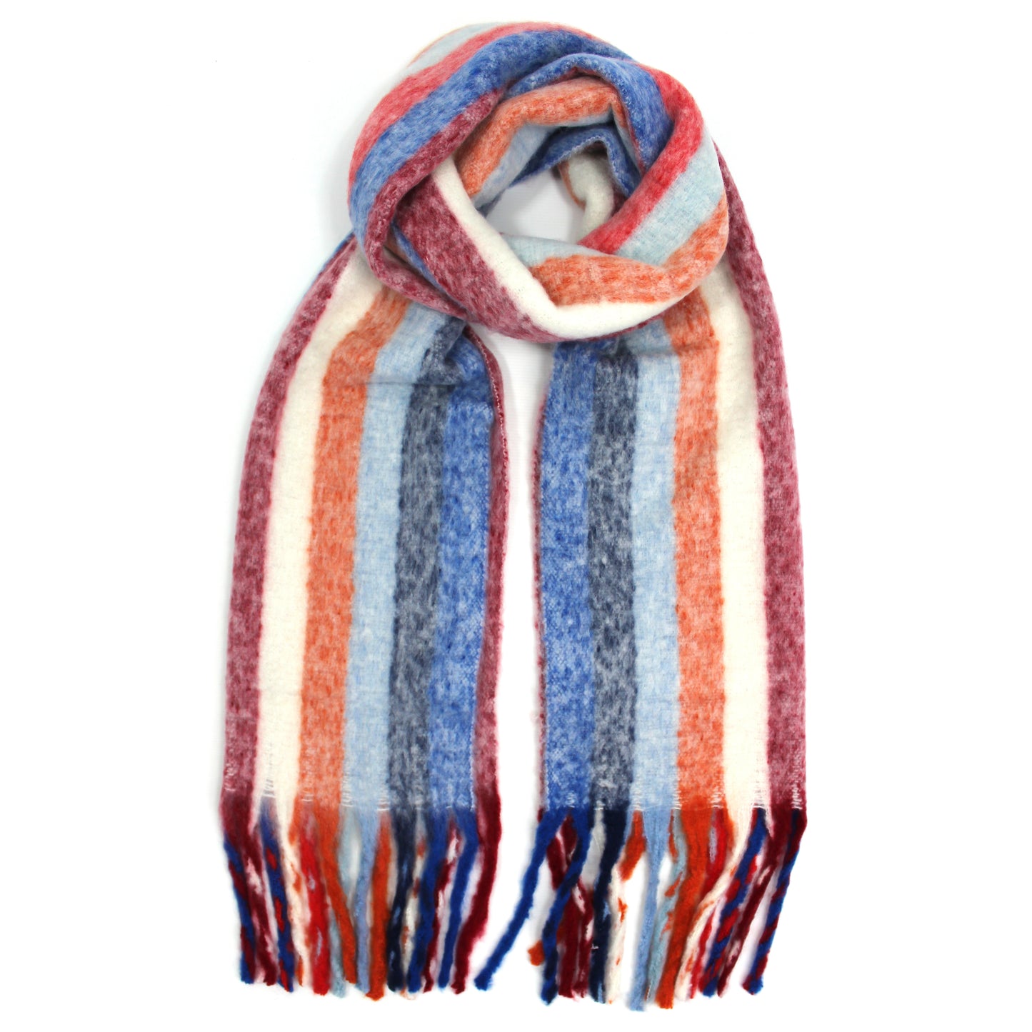 Women’s Winter Scarf – Soft Multi Stripe Pattern – Hazel & Pip