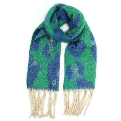 Women’s Winter Scarf – Soft Green Leopard Print – Hazel & Pip