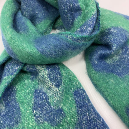 Women’s Winter Scarf – Soft Green Leopard Print – Hazel & Pip