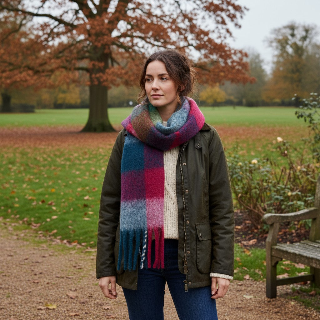 Women’s Soft Rainbow Check Winter Scarf - Hazel & Pip