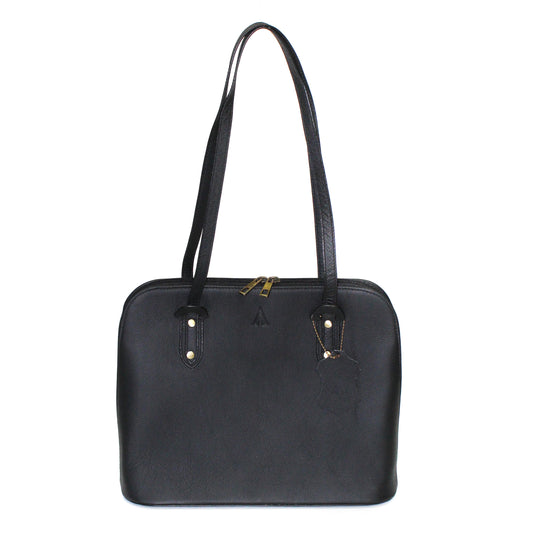 Pebbled Black Leather Handbag
