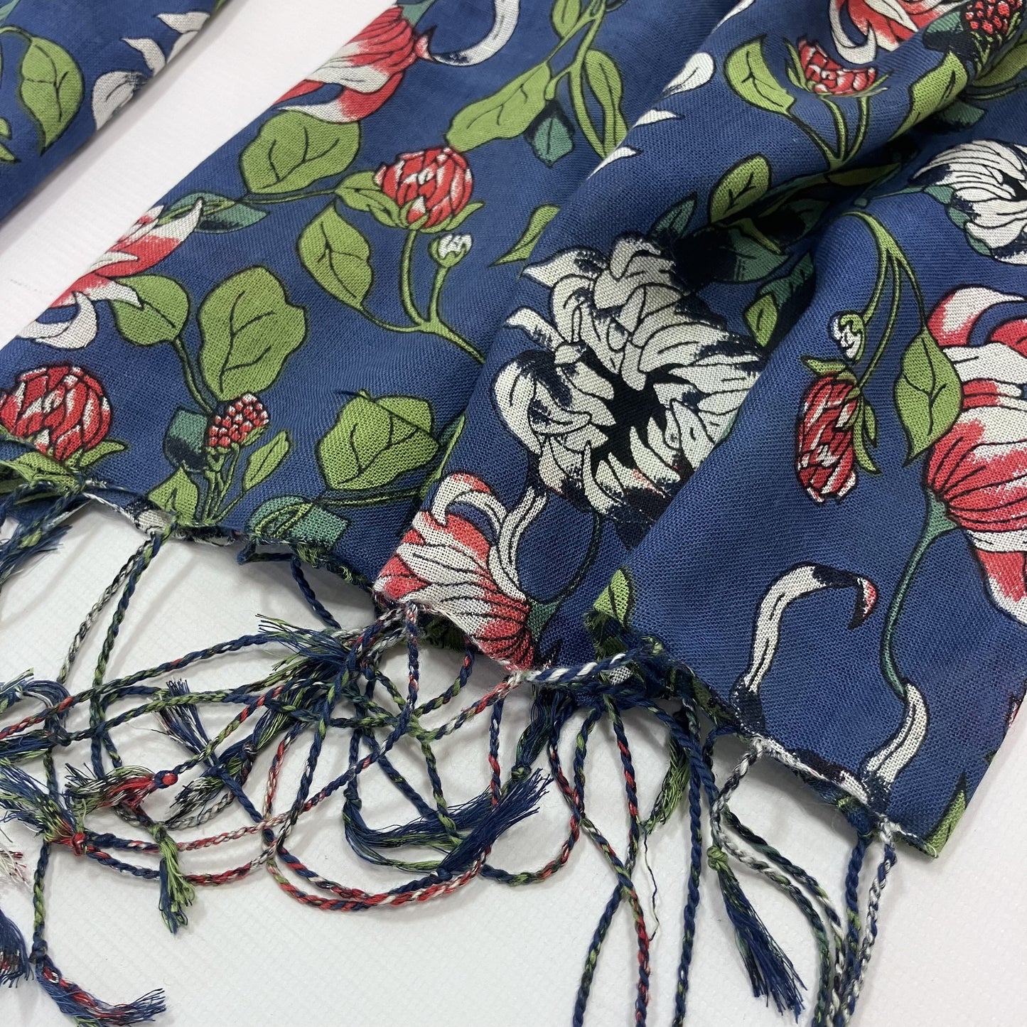 Morwen vibrant blue floral scarf