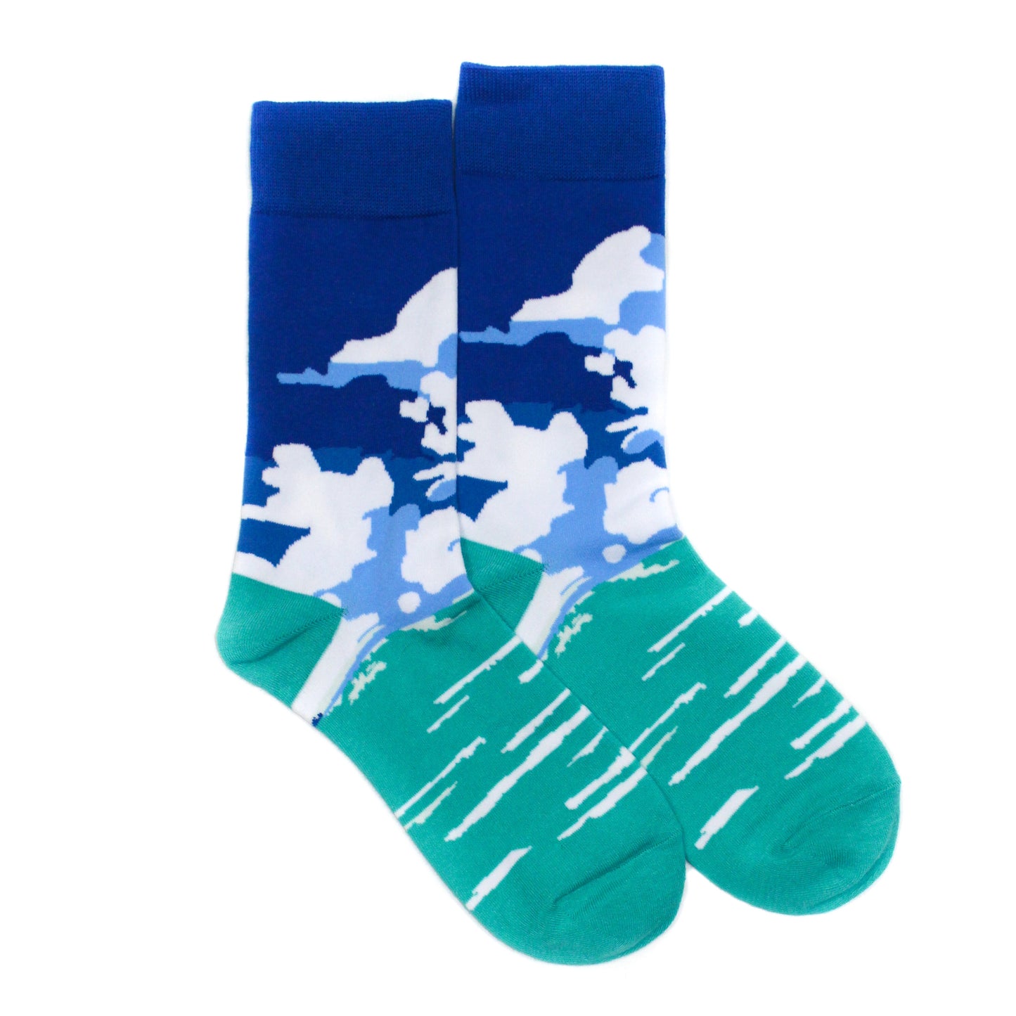 Sky and cloud blue fun crew socks by Lucky Pair