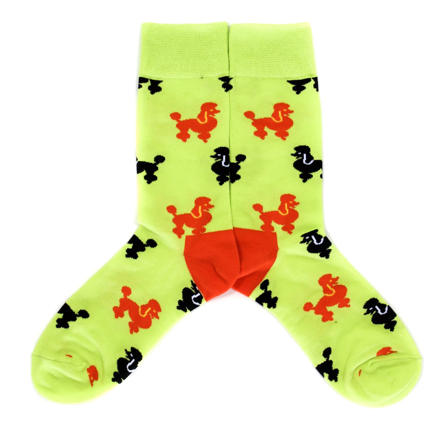 Funky poodle yellow fun crew socks by Lucky Pair