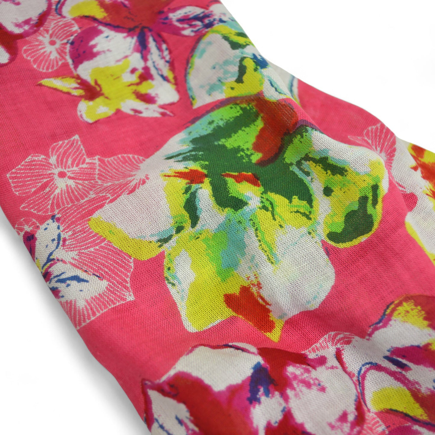 Kensa vibrant pink floral scarf