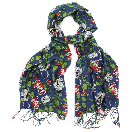 Morwen vibrant blue floral scarf