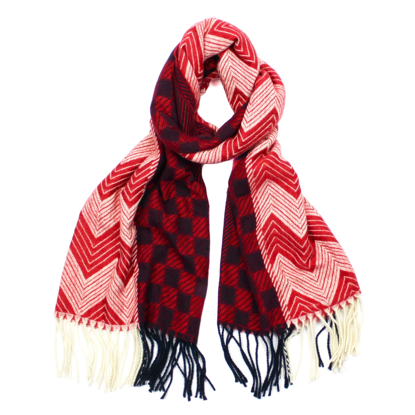 Maize Zig Zag Geometric Red Scarf