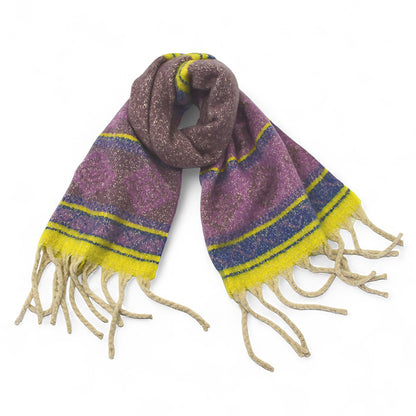 Women’s Winter Scarf – Soft Purple Nordic Diamond Pattern – Hazel & Pip