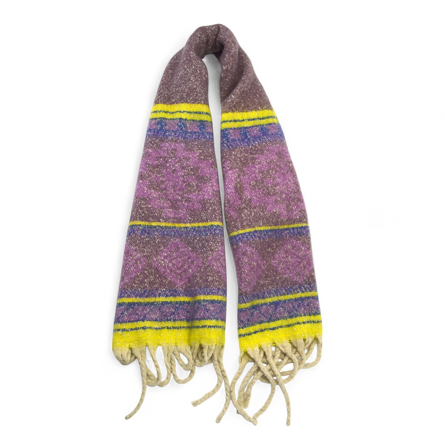 Women’s Winter Scarf – Soft Purple Nordic Diamond Pattern – Hazel & Pip