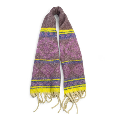 Women’s Winter Scarf – Soft Purple Nordic Diamond Pattern – Hazel & Pip