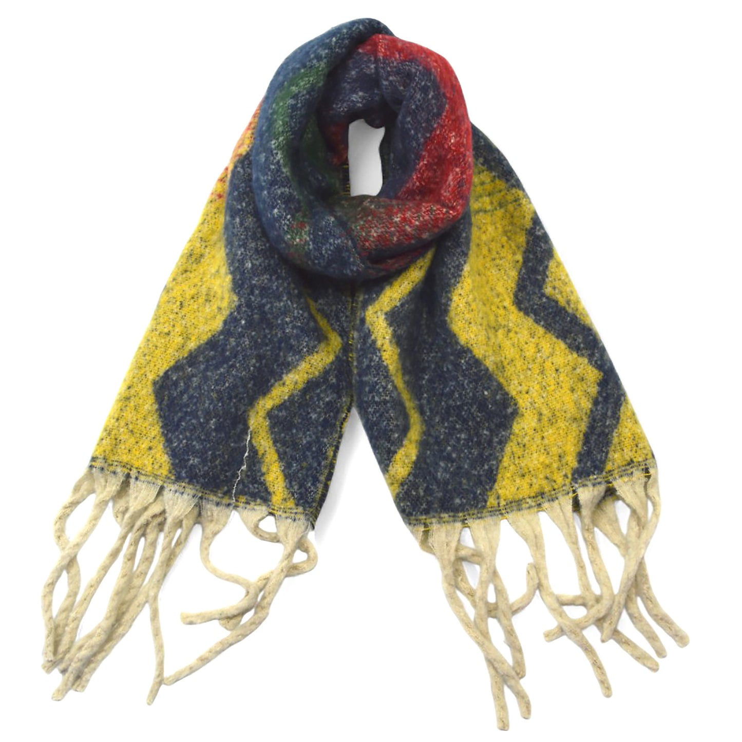 Women’s Winter Scarf – Soft Zigzag in Red & Green – Hazel & Pip