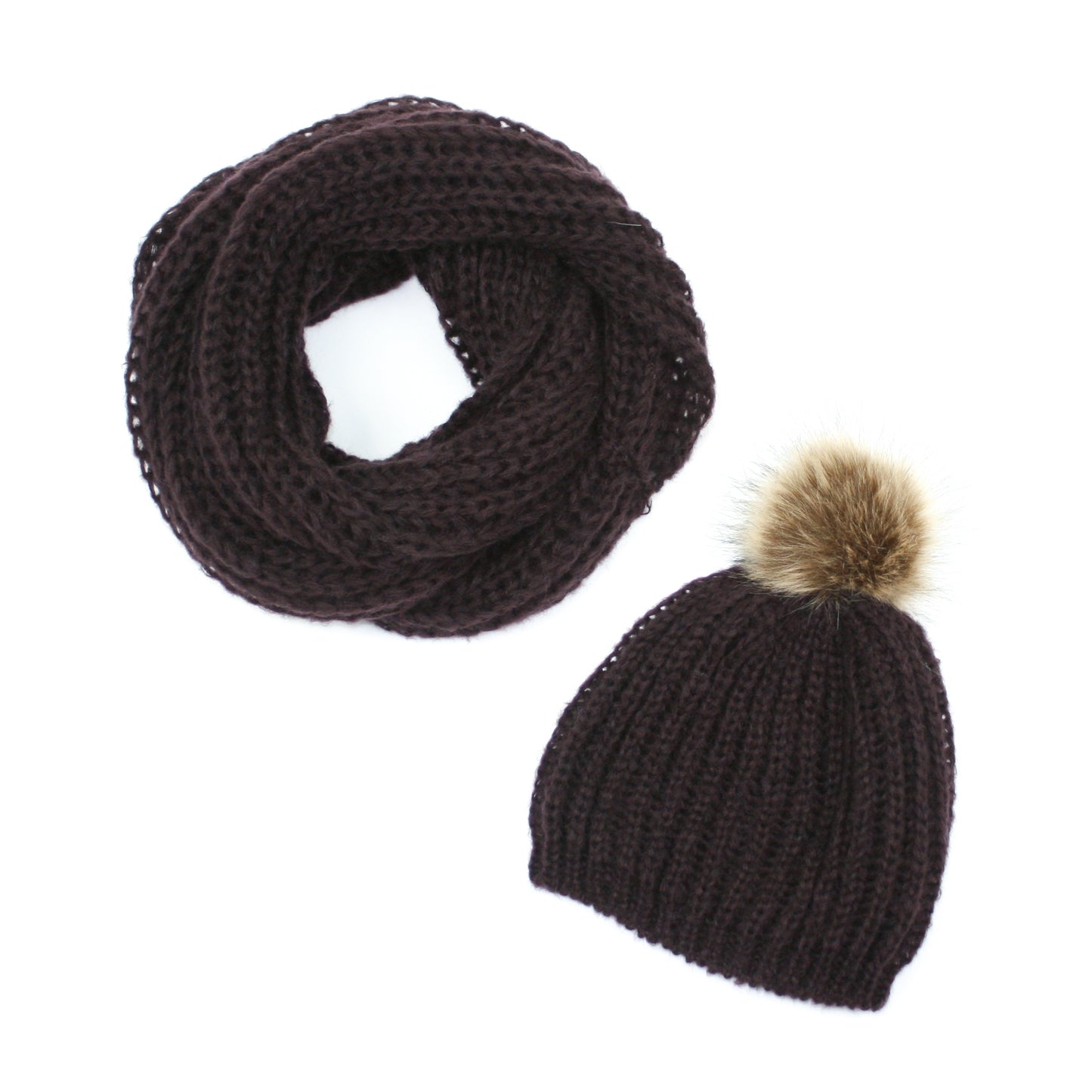 Inetta Hat and Snood Brown