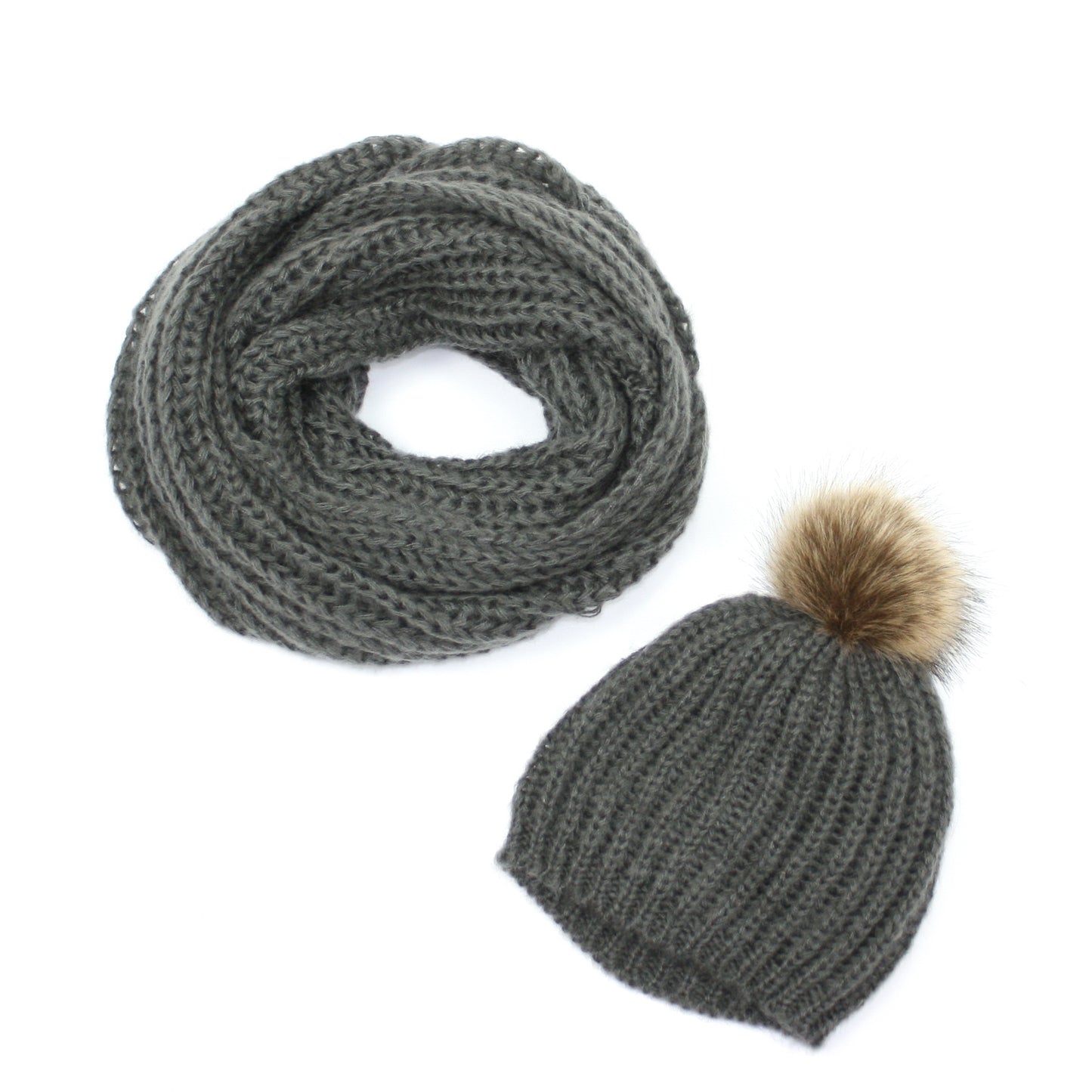 Inetta Hat and Snood Grey