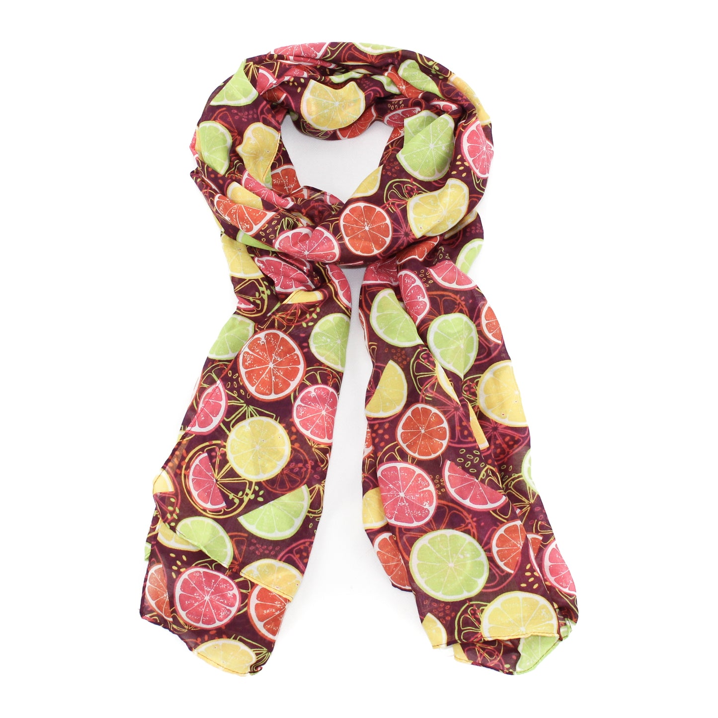 Sliced Fruit Vibrant Red Scarf